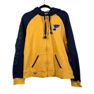 REEBOK NHL Yellow & Blue St. Louis Blues Zip-Up Hoodie‎